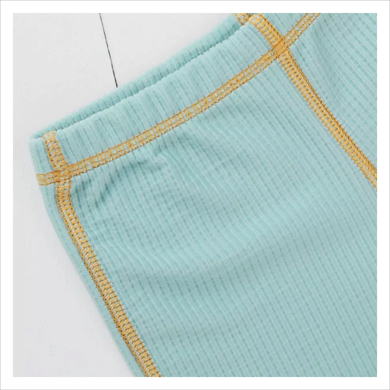 Grass + Air Rash Vest - Pistachio Ribbed Kids Shortie Swim Shorts