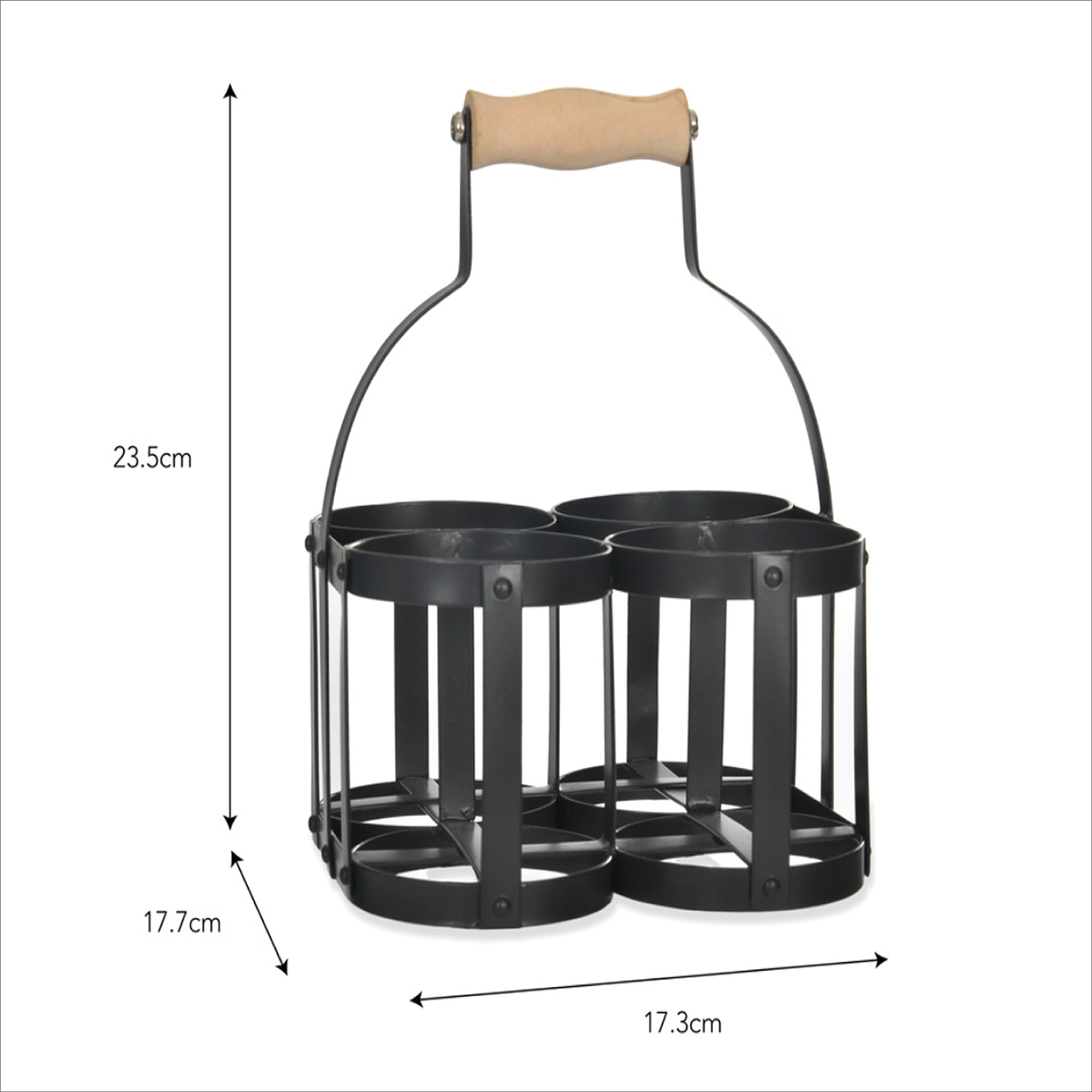 Milk Bottle Holder x 4 Carbon - Garden Trading