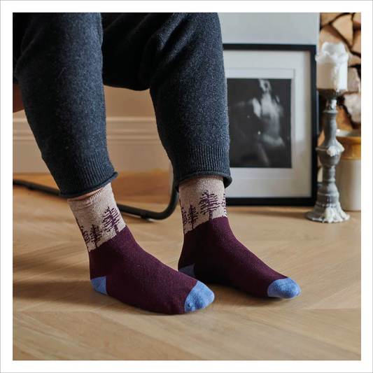 Catherine Tough Lambswool Men's Socks - trees