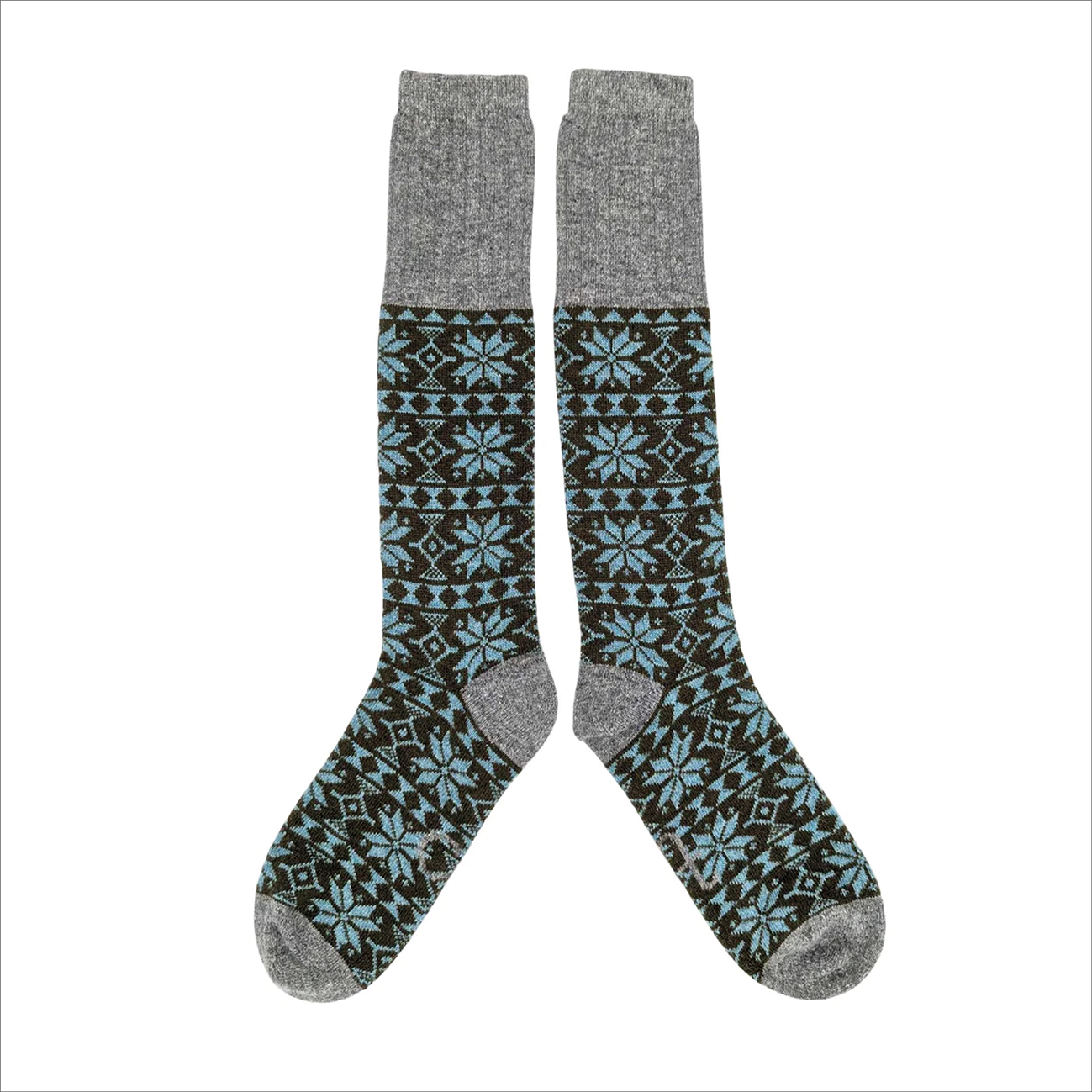 Catherine Tough - Women's Fir-Green & Jade Fair Isle Lambswool Knee Socks