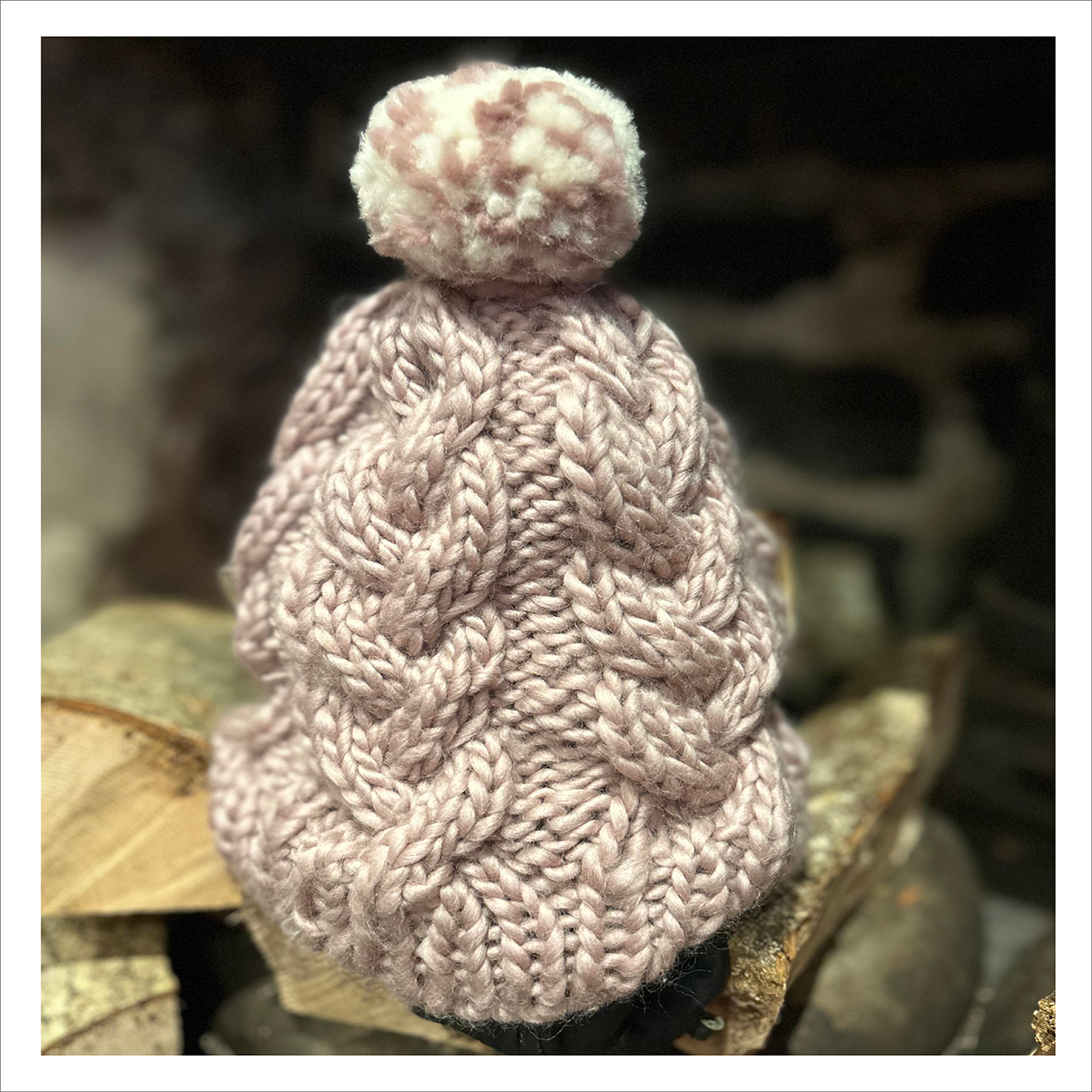 Merino Wool Bobble Hat - Mink