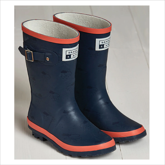 Grass & Air Wellies - Navy/Coral