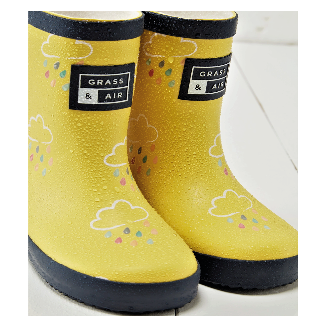 Grass & Air Kids Wellies Yellow Intrepid