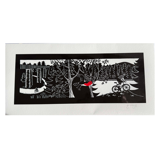 Gilly B Print - Aberfoyle with Robin + Bike