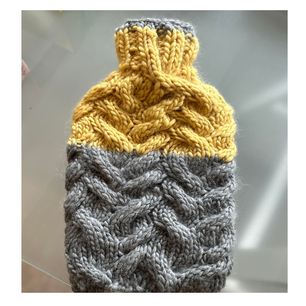 Hand Knitted Hot Water Bottle Cover