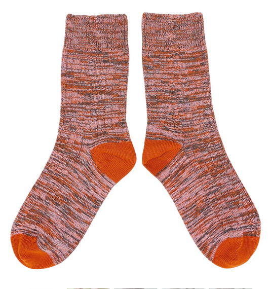 Catherine Tough Marl Cotton Socks - Red / Pink