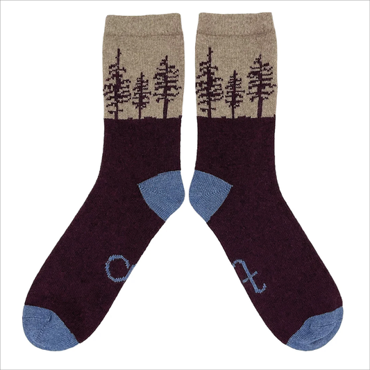 Catherine Tough Lambswool Men's Socks - trees