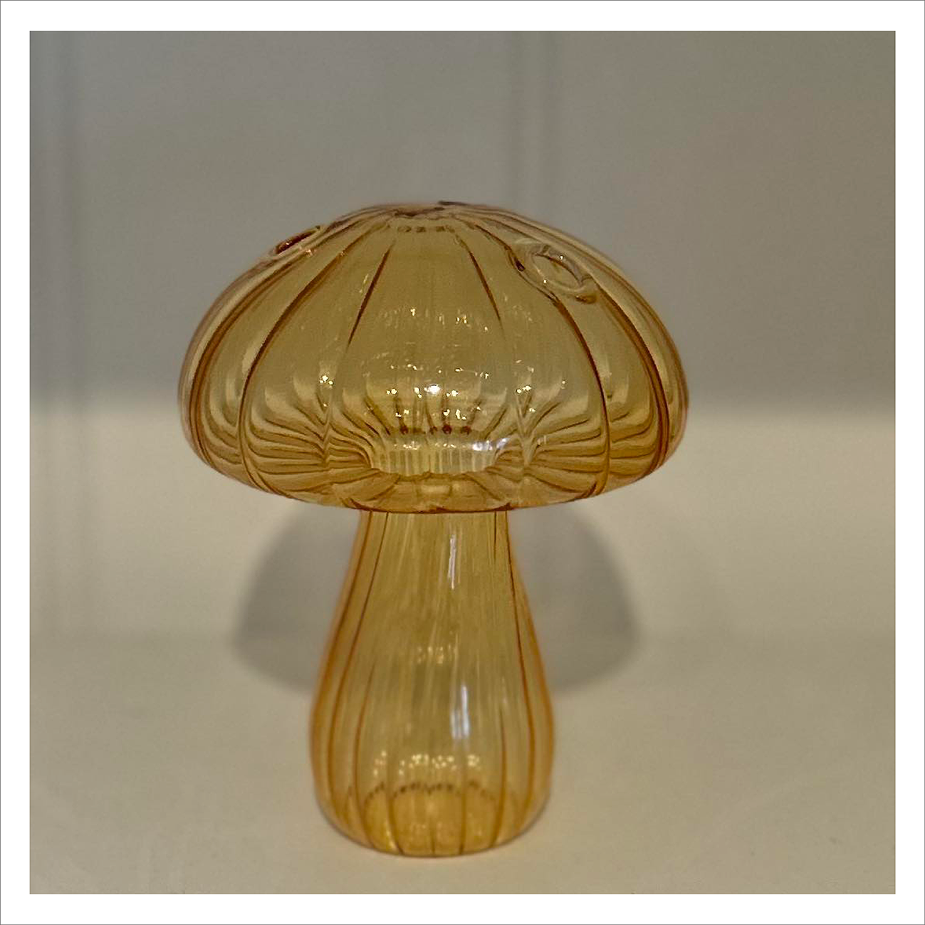 Glass Mushroom Vase - Amber