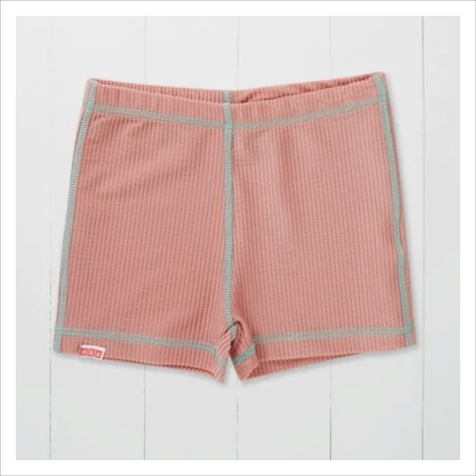 Grass + Air - Pistachio Ribbed Kids Shortie Swim Shorts