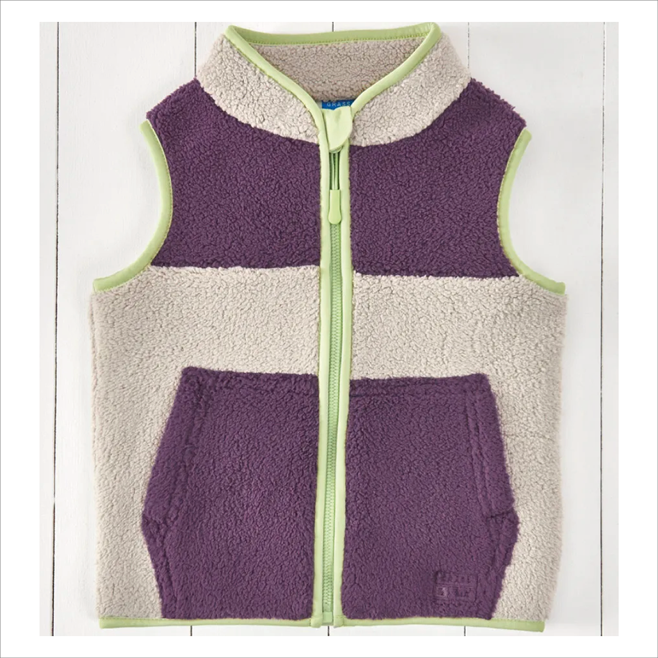 Grass & Air Borg Fleece Gilet - Amethyst / Geothermal Grey
