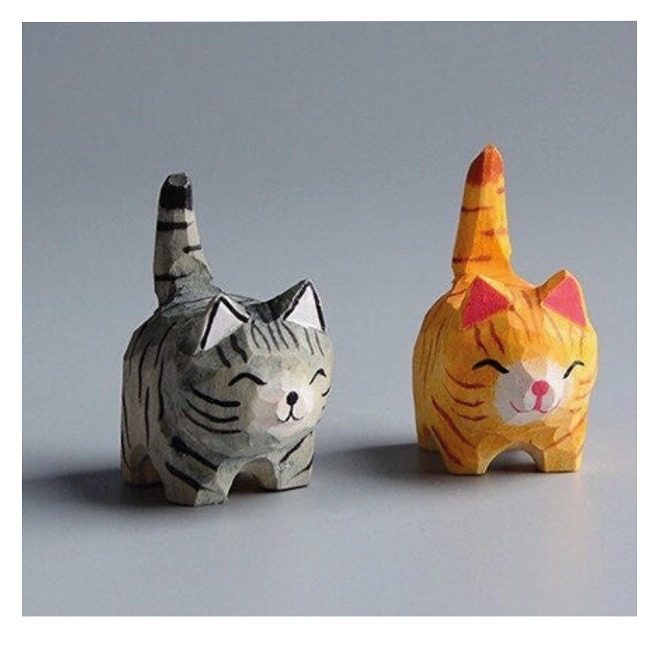 Hand Carved Pussy Cats