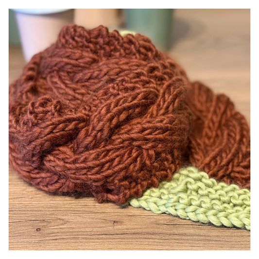 Merino Wool Skinny Scarf - chocolate / pistachio