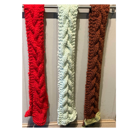 Merino Wool Skinny Scarf - chocolate / pistachio