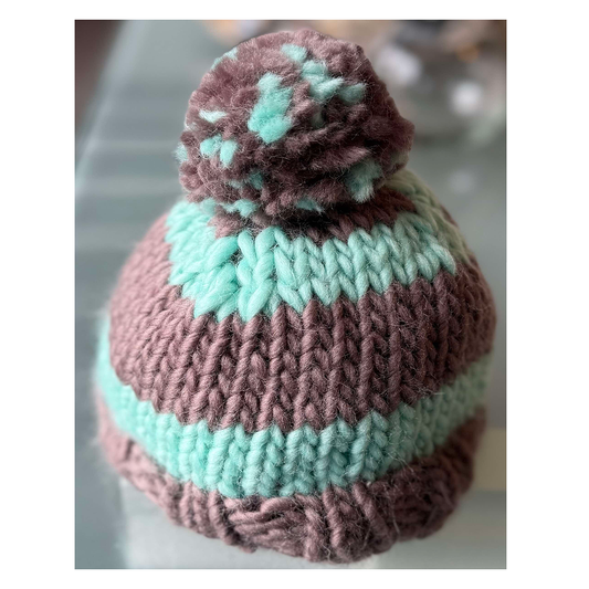 Merino Bobble Hat - aqua / donkey