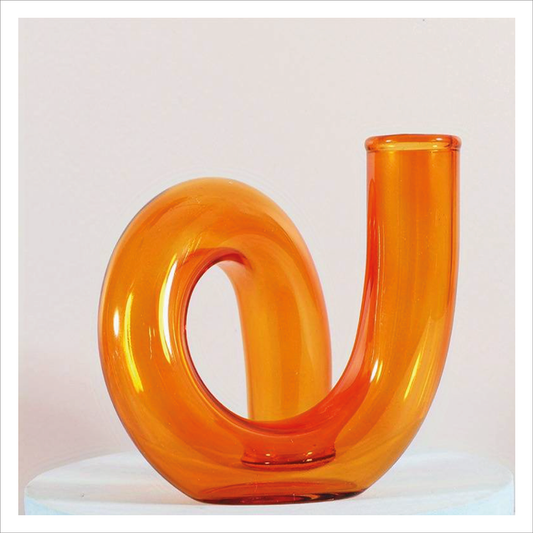 In the Loop Glass Vase / Candlestick - Orange