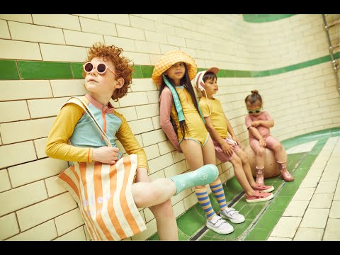 Grass + Air - Ochre Ribbed Kids Shortie Swim Shorts