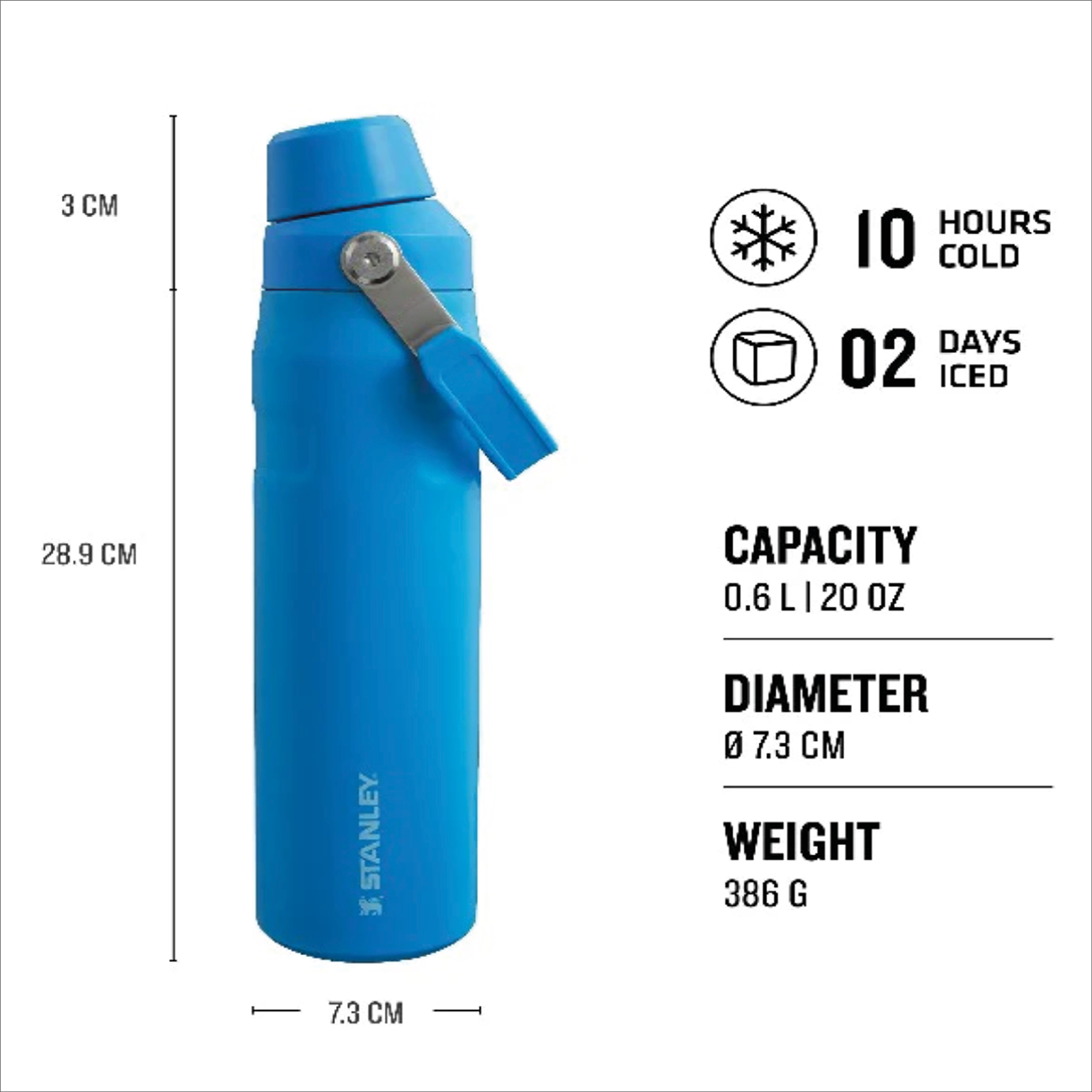 Stanley Ice Flow Bottle 0.6 L - Azure Blue