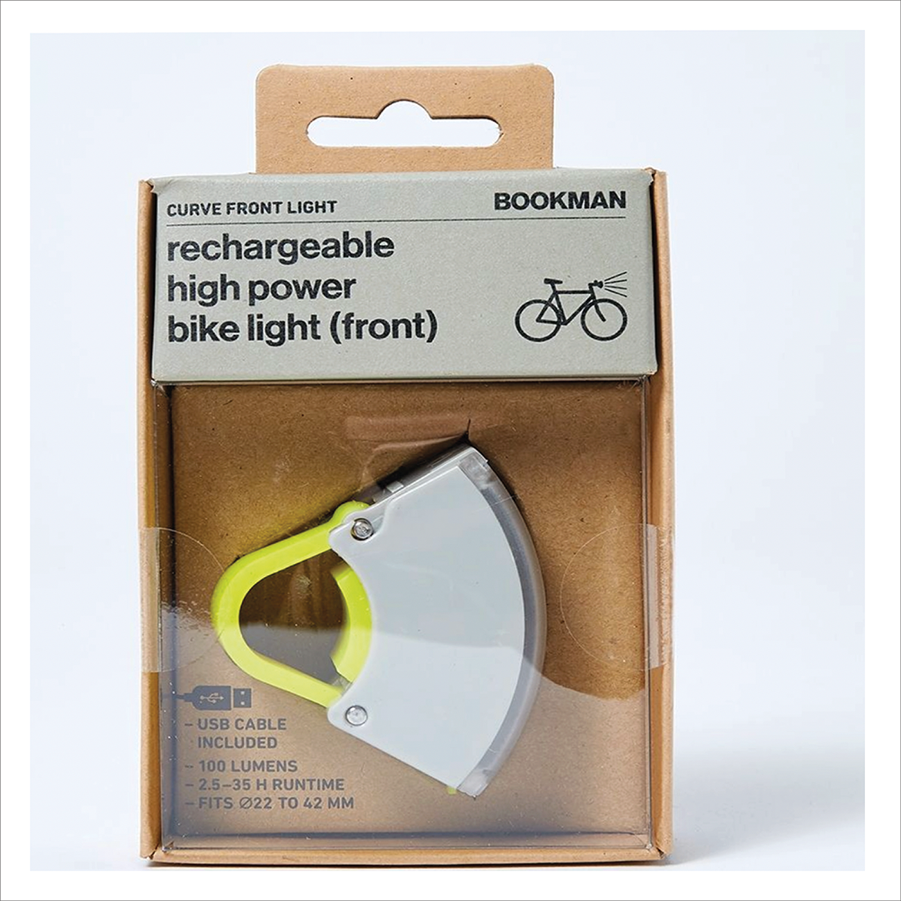 Bookman Curve Front Bike Light 3.0 - grey / neon yellow