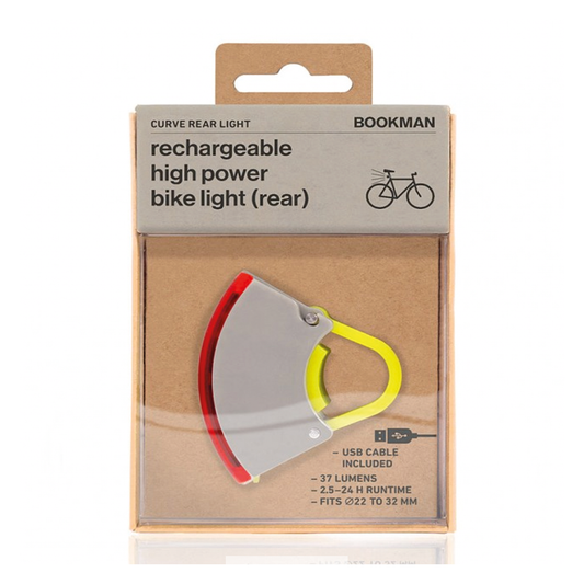 Bookman Curve Rear Bike Light 2.0 - Grey / Neon Yellow